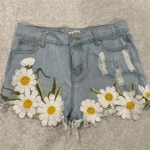 SJ Style Daisy embroidered Jean shorts